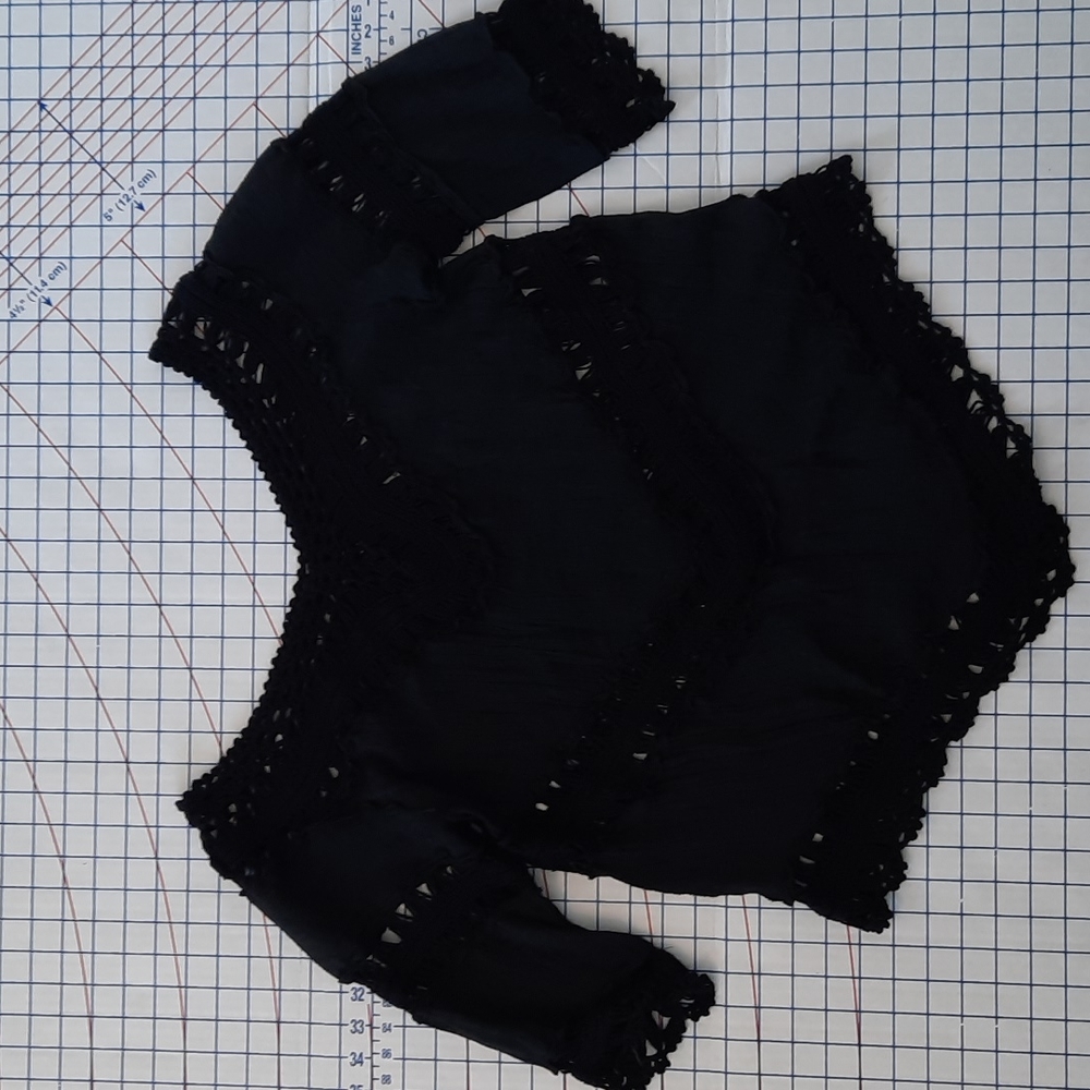 Black Top with Crocheted Detail